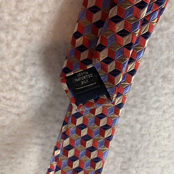 Paul Fredrick Necktie Men's Multicolor Geometric 100% Silk Formal Business 9718 - Picture 6 of 8